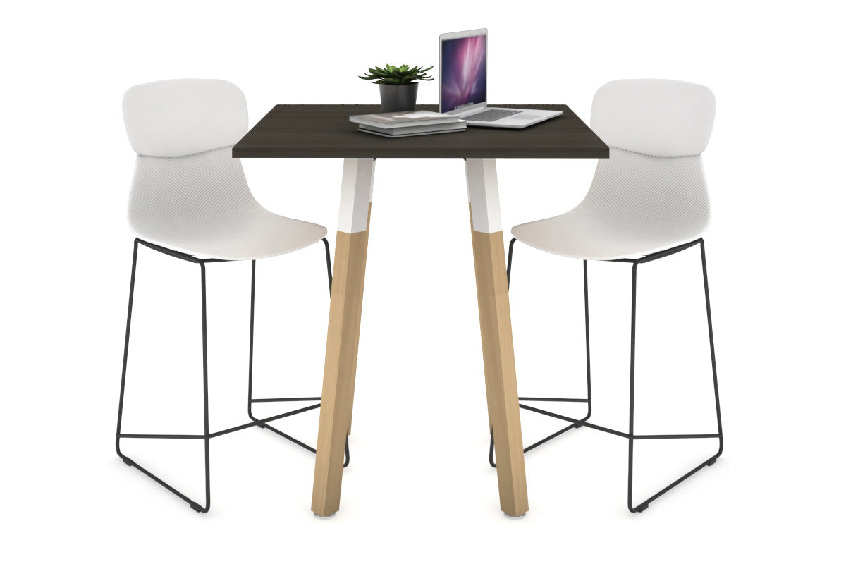 Quadro Counter Wood Single Leg Square Table [700L x 700W] Jasonl white bracket dark oak none