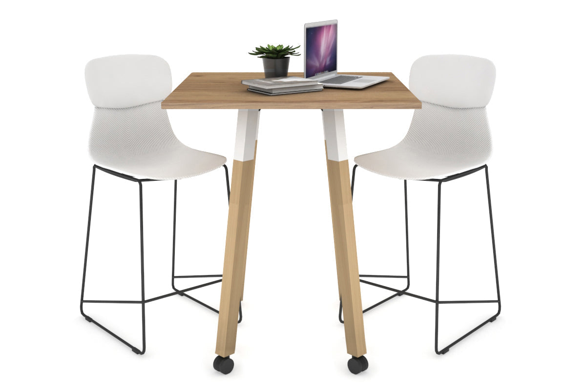 Quadro Counter Wood Single Leg Square Table [700L x 700W] Jasonl white bracket salvage oak wheels