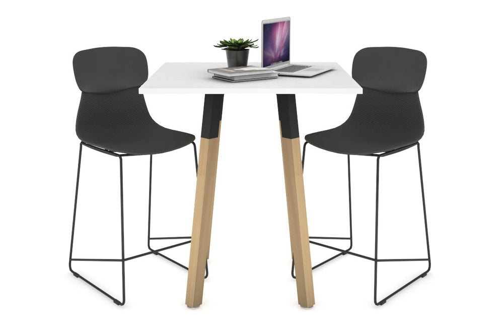 Quadro Counter Wood Legs Square Table [700L x 700W]-black bracket white none