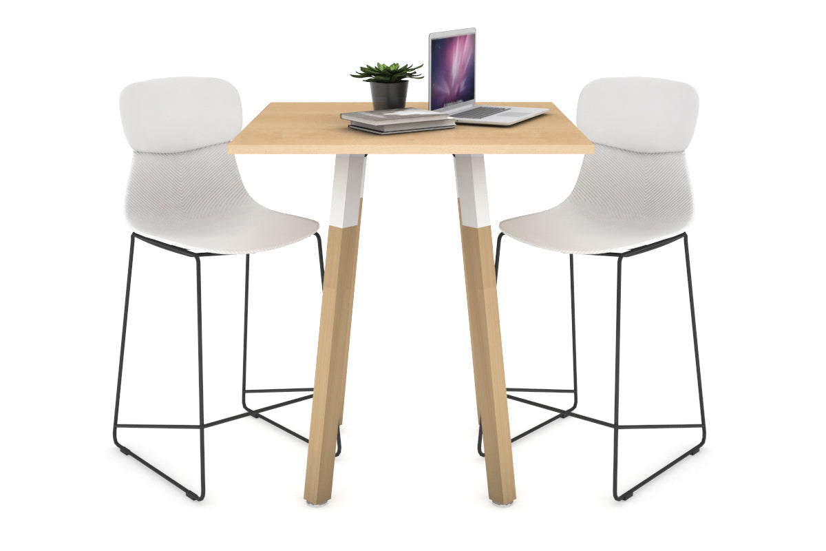Quadro Counter Wood Single Leg Square Table [700L x 700W] Jasonl white bracket maple none