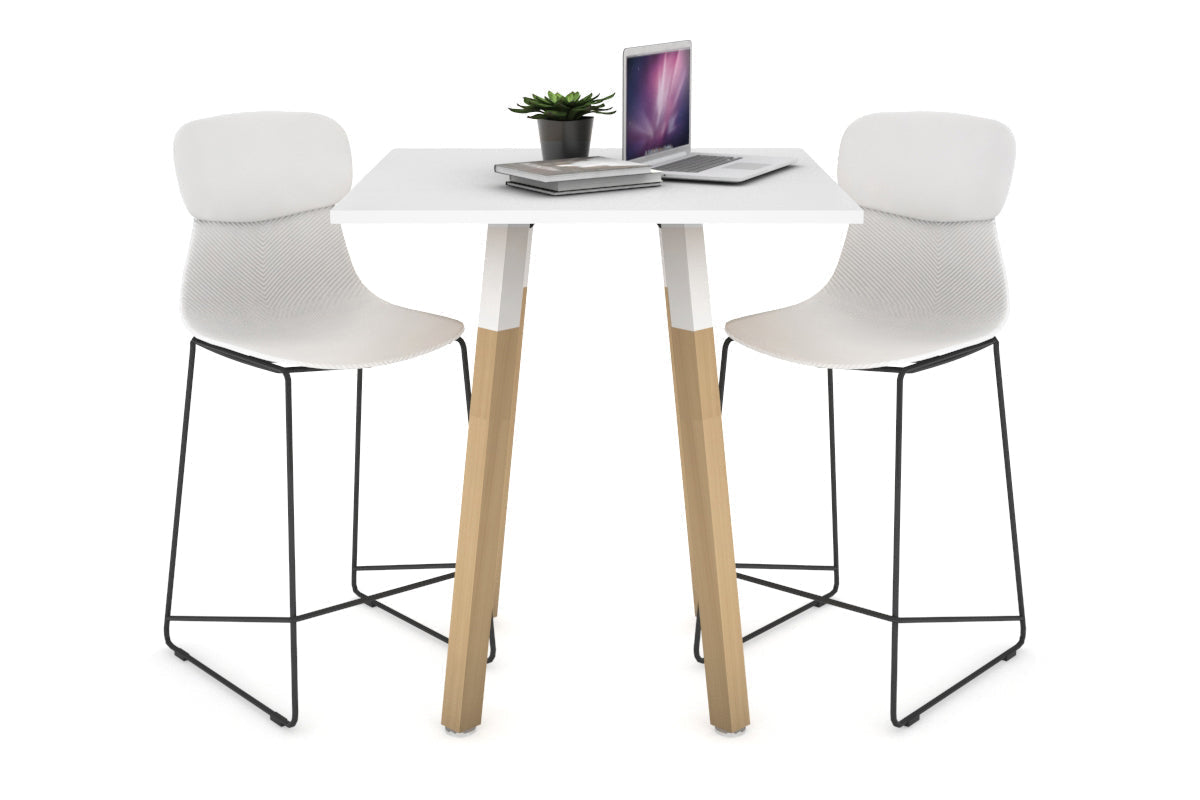 Quadro Counter Wood Legs Square Table [700L x 700W]-white bracket white none