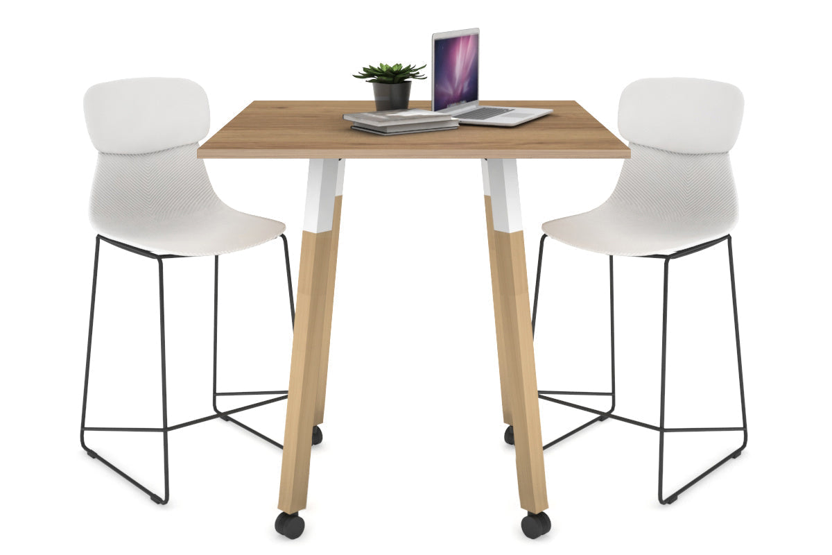 Quadro Counter Wood Single Leg Square Table [800L x 800W] Jasonl white bracket salvage oak wheels