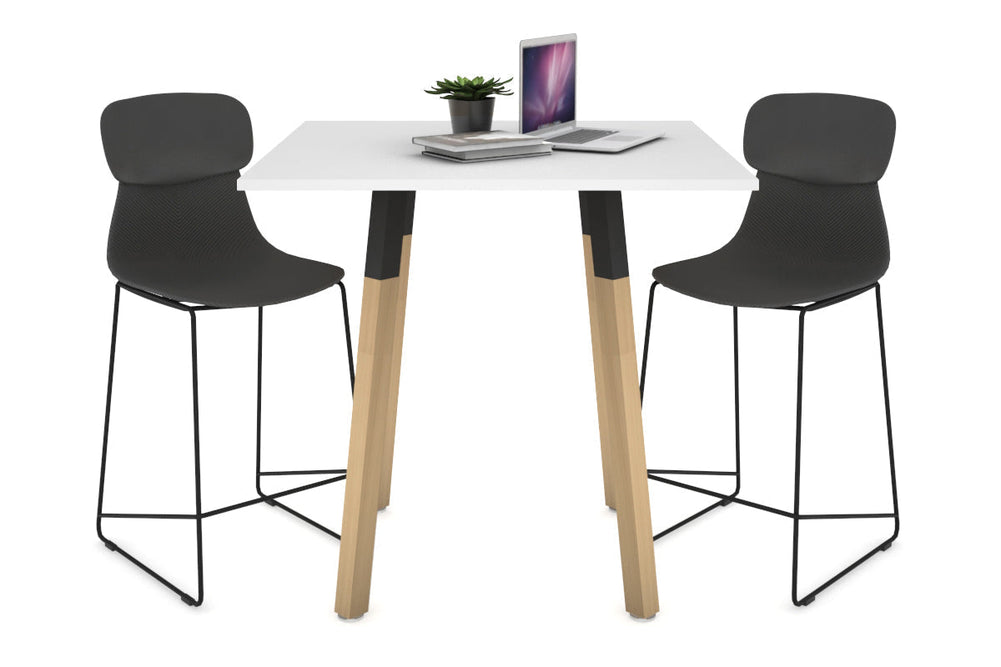 Quadro Counter Wood Legs Square Table [800L x 800W]-black bracket white none