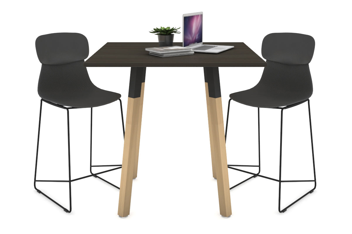 Quadro Counter Wood Single Leg Square Table [800L x 800W] Jasonl black bracket dark oak none