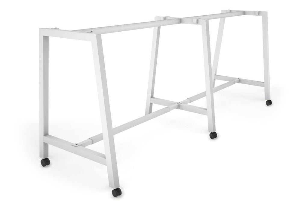 Quadro Dry Bar Table Frame A Legs [2400L x 1200W]-white wheels 