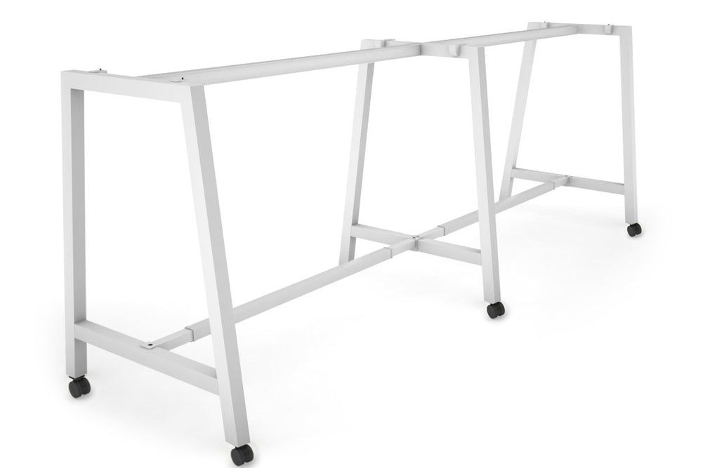 Quadro Dry Bar Table Frame A Legs [3000L x 1200W]-white wheels 