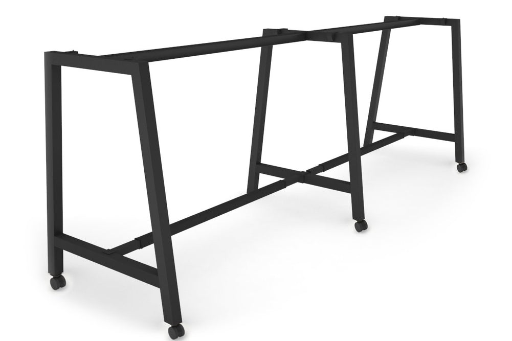 Quadro Dry Bar Table Frame A Legs [3000L x 1200W]-black wheels 