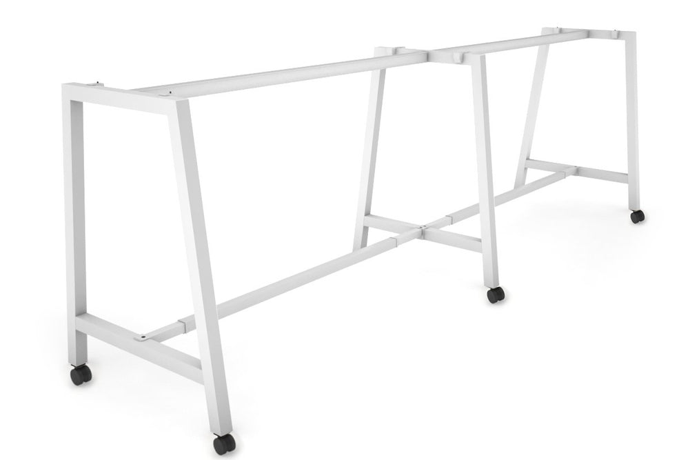 Quadro Dry Bar Table Frame A Legs [3600L x 1200W]-white wheels 
