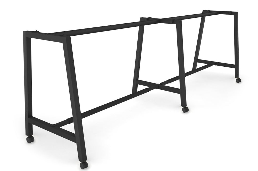 Quadro Dry Bar Table Frame A Legs [3600L x 1200W]-black wheels 