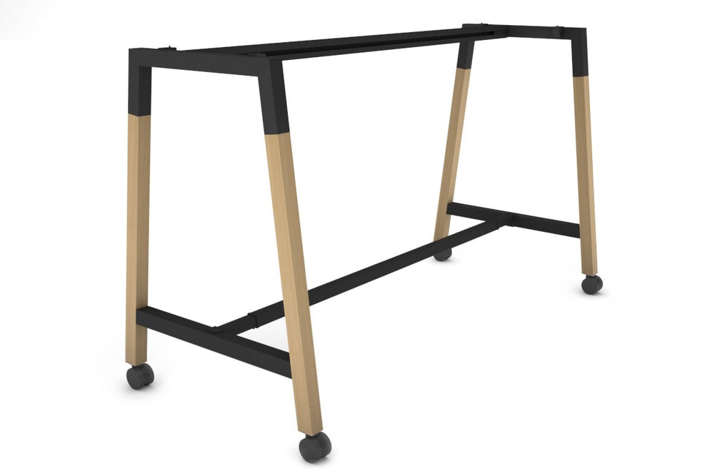 Quadro Dry Bar Table Frame Wood A Legs Cross Beam [1200L x 1200W]-black cross beam wheels 