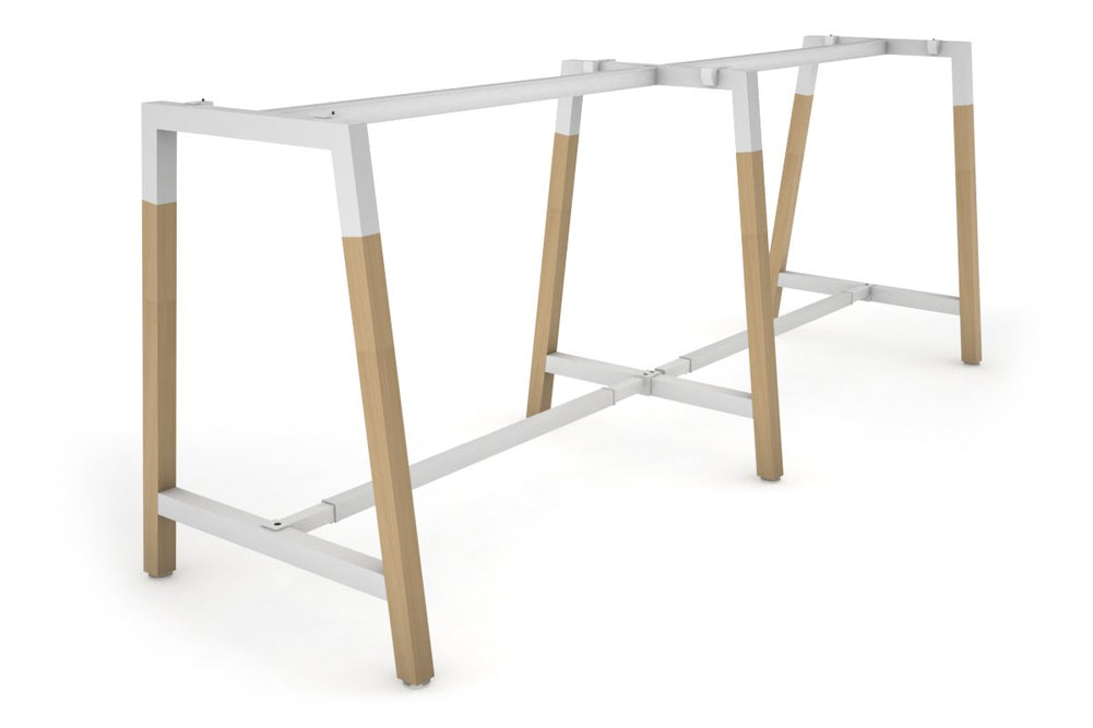 Quadro Dry Bar Table Frame Wood A Legs Cross Beam [2400L x 1200W]-white cross beam none 