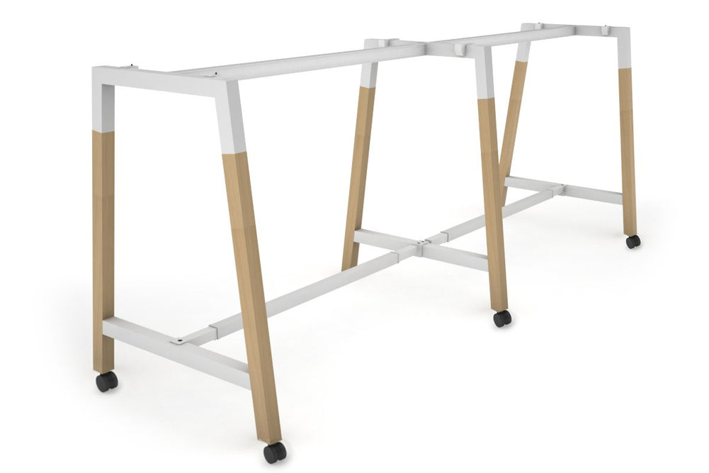 Quadro Dry Bar Table Frame Wood A Legs Cross Beam [2400L x 1200W]-white cross beam wheels 
