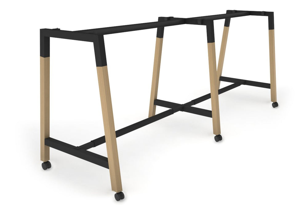 Quadro Dry Bar Table Frame Wood A Legs Cross Beam [2400L x 1200W]-black cross beam wheels 