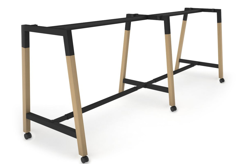 Quadro Dry Bar Table Frame Wood A Legs Cross Beam [3000L x 1200W]-black cross beam wheels 