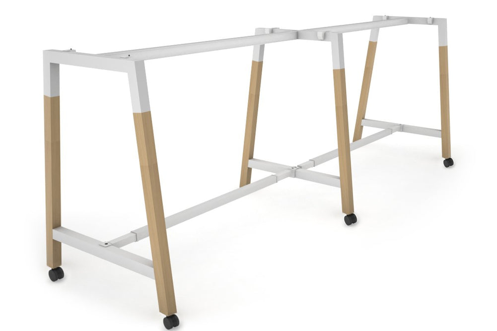 Quadro Dry Bar Table Frame Wood A Legs Cross Beam [3000L x 1200W]-white cross beam wheels 