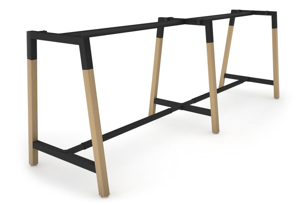 Quadro Dry Bar Table Frame Wood A Legs Cross Beam [3000L x 1200W]-black cross beam none 