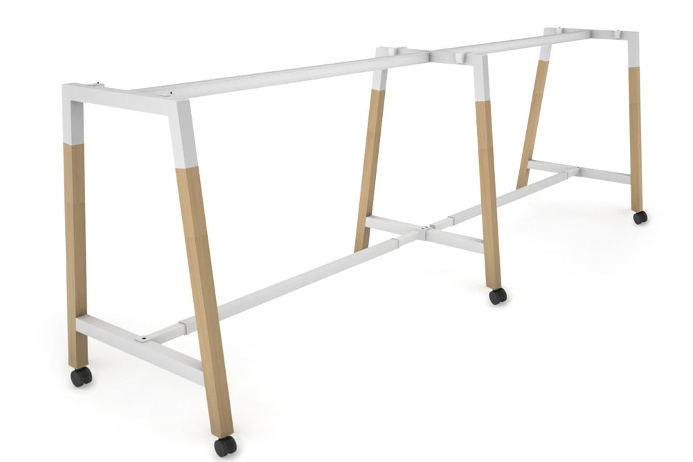 Quadro Dry Bar Table Frame Wood A Legs Cross Beam [3600L x 1200W]-white cross beam wheels 