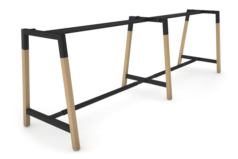 Quadro Dry Bar Table Frame Wood A Legs Cross Beam [3600L x 1200W]-black cross beam none 