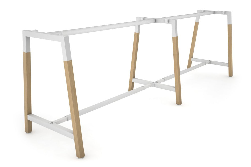 Quadro Dry Bar Table Frame Wood A Legs Cross Beam [3600L x 1200W]-white cross beam none 