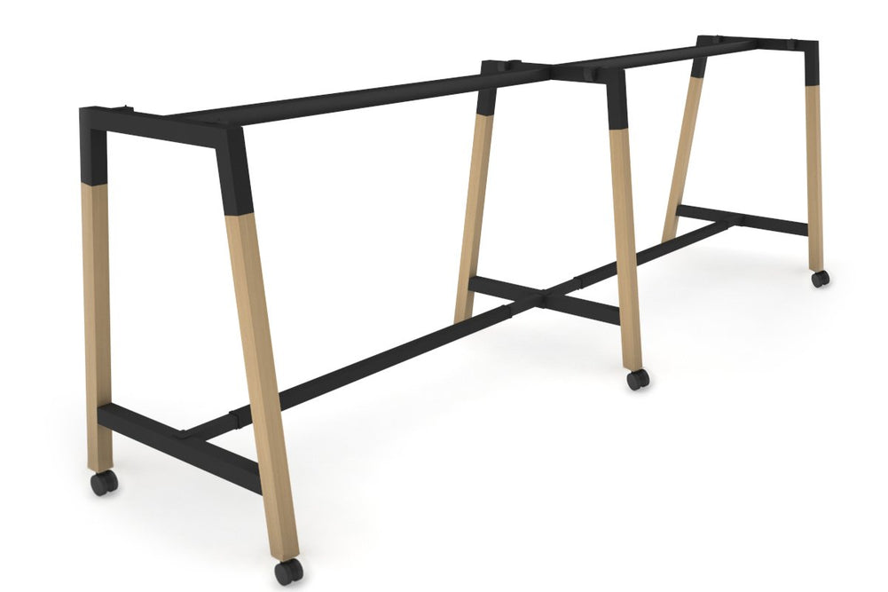 Quadro Dry Bar Table Frame Wood A Legs Cross Beam [3600L x 1200W]-black cross beam wheels 