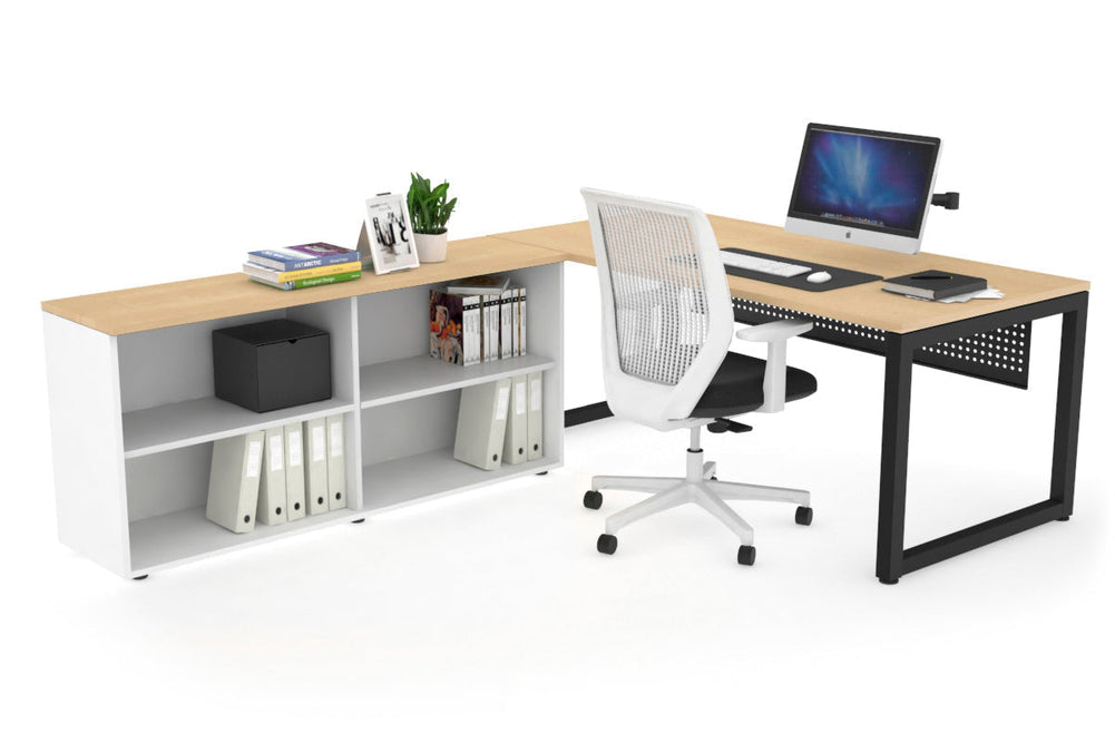 Quadro Loop Executive Setting - Black Frame [1600L x 700W]-maple black modesty open bookcase