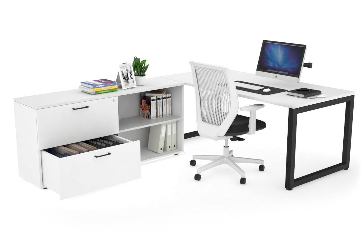 Quadro Loop Executive Setting - Black Frame [1600L x 700W] Jasonl white none 2 drawer open filing cabinet