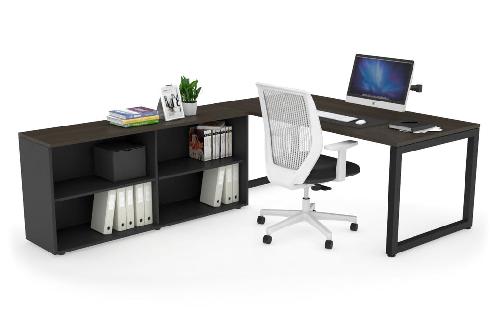 Quadro Loop Executive Setting - Black Frame [1600L x 700W]-dark oak none open bookcase