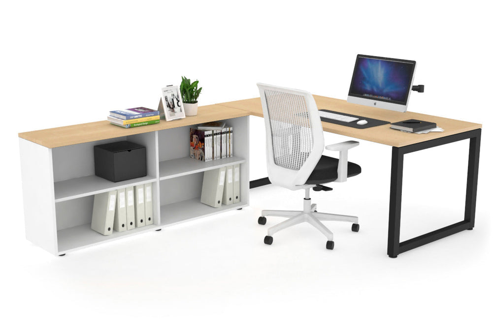 Quadro Loop Executive Setting - Black Frame [1600L x 700W]-maple none open bookcase