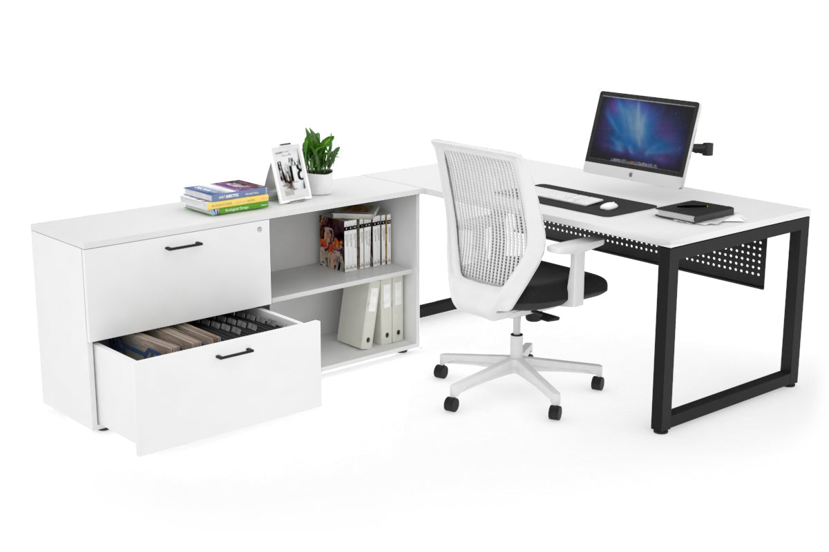Quadro Loop Executive Setting - Black Frame [1600L x 700W] Jasonl white black modesty 2 drawer open filing cabinet