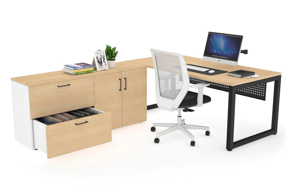 Quadro Loop Executive Setting - Black Frame [1800L x 700W]-maple black modesty 2 drawer 2 door filing cabinet