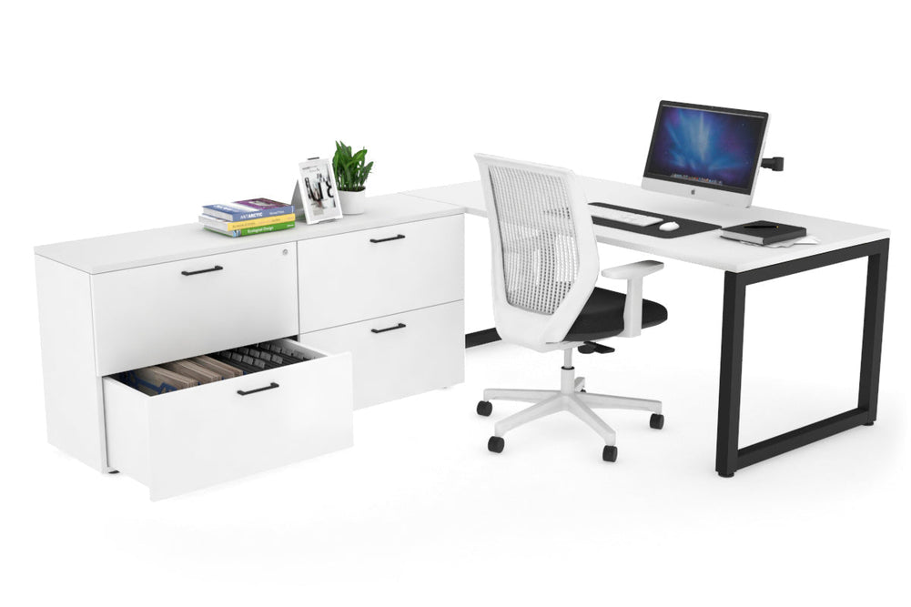 Quadro Loop Executive Setting - Black Frame [1800L x 700W]-white none 4 drawer lateral filing cabinet