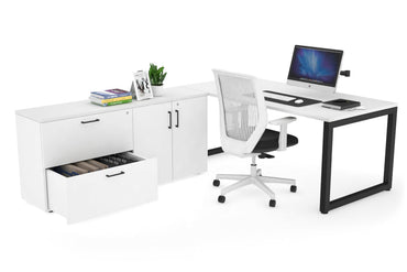 Quadro Loop Executive Setting - Black Frame [1800L x 700W] Jasonl white none 2 drawer 2 door filing cabinet