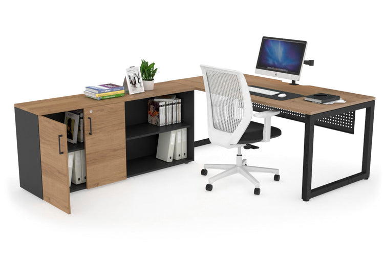 Quadro Loop Executive Setting - Black Frame [1800L x 800W with Cable Scallop] Jasonl salvage oak black modesty 2 door open storage cabinet