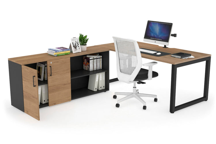 Quadro Loop Executive Setting - Black Frame [1800L x 800W with Cable Scallop] Jasonl salvage oak none 2 door open storage cabinet