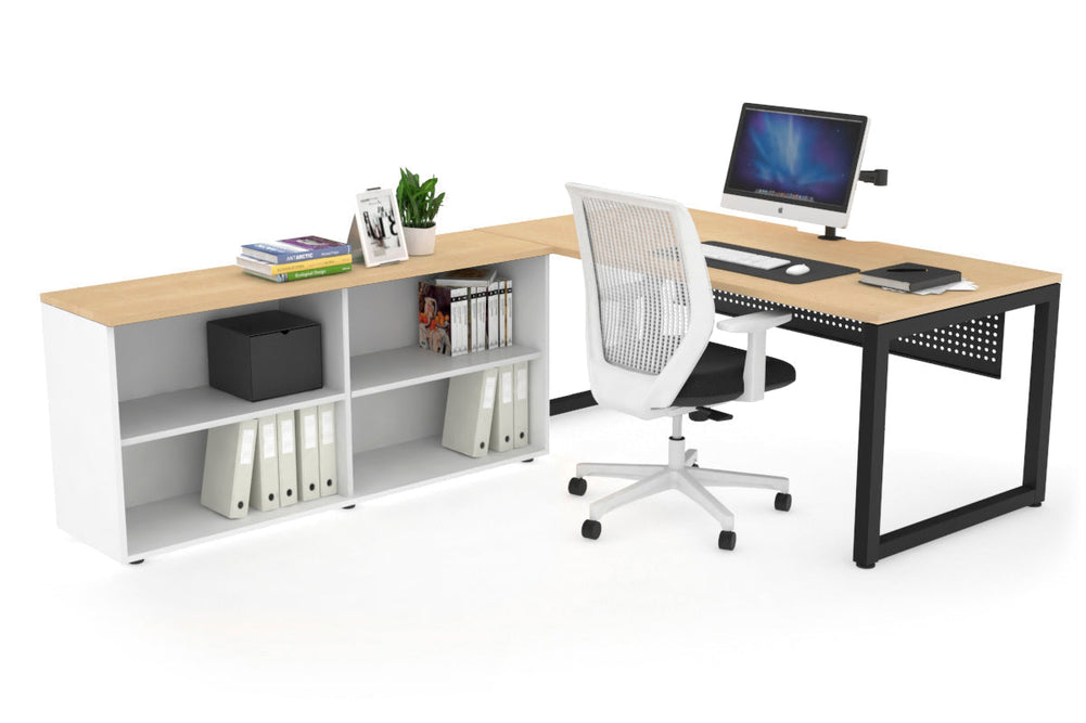 Quadro Loop Executive Setting - Black Frame [1800L x 800W with Cable Scallop]-maple black modesty open bookcase