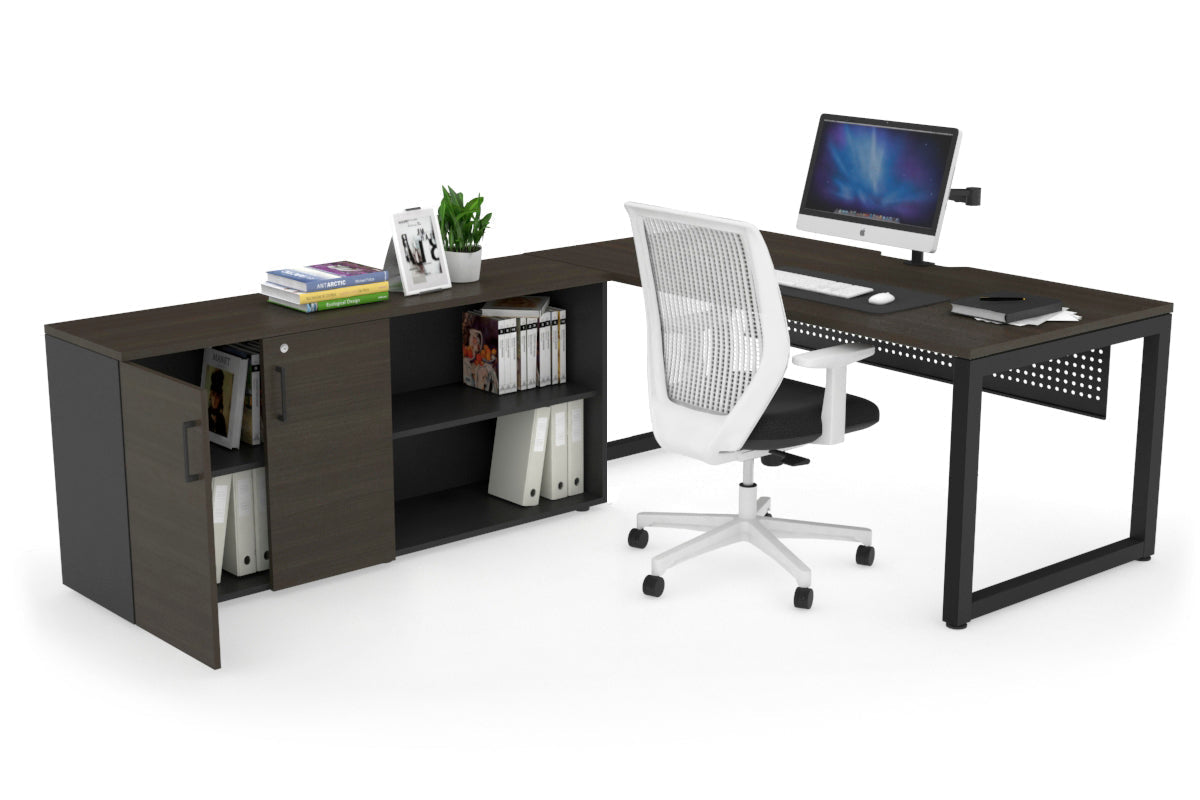 Quadro Loop Executive Setting - Black Frame [1800L x 800W with Cable Scallop] Jasonl dark oak black modesty 2 door open storage cabinet