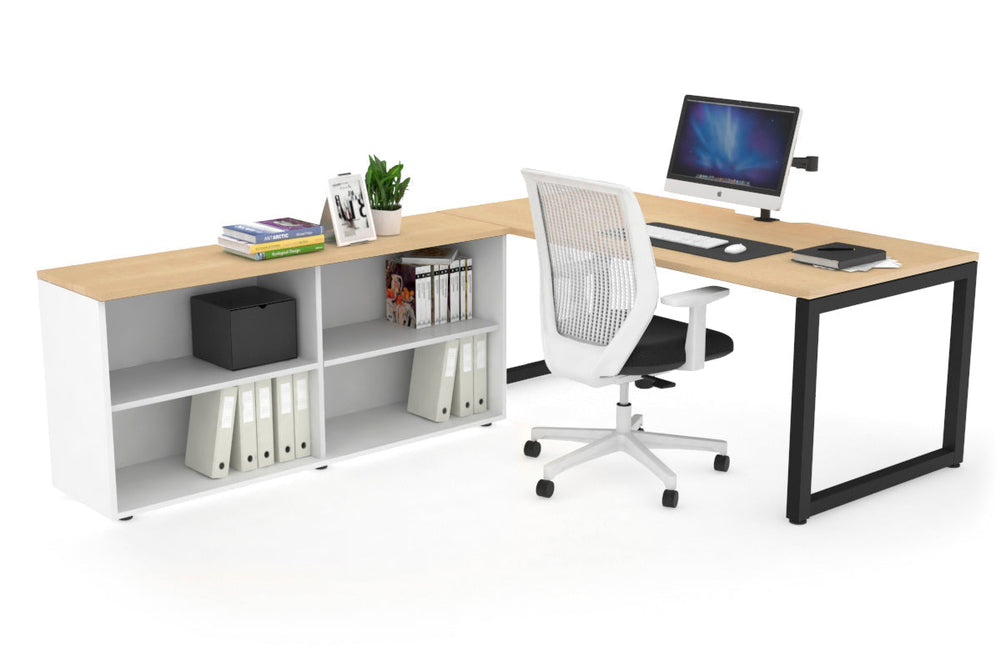 Quadro Loop Executive Setting - Black Frame [1800L x 800W with Cable Scallop]-maple none open bookcase