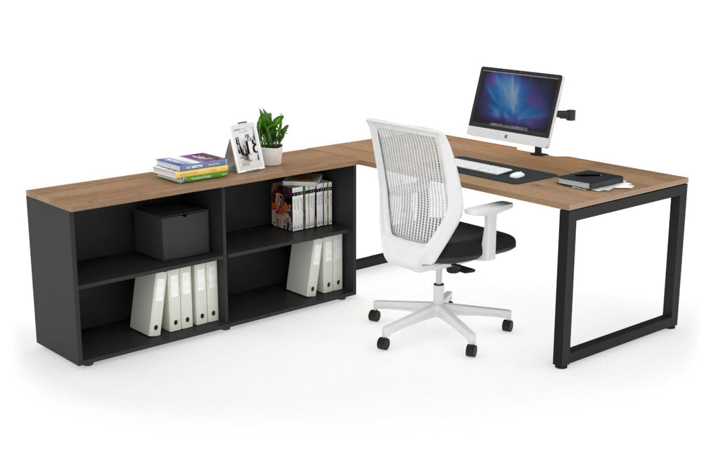 Quadro Loop Executive Setting - Black Frame [1800L x 800W with Cable Scallop]-salvage oak none open bookcase