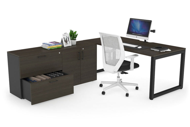 Quadro Loop Executive Setting - Black Frame [1800L x 800W with Cable Scallop] Jasonl dark oak none 2 drawer 2 door filing cabinet