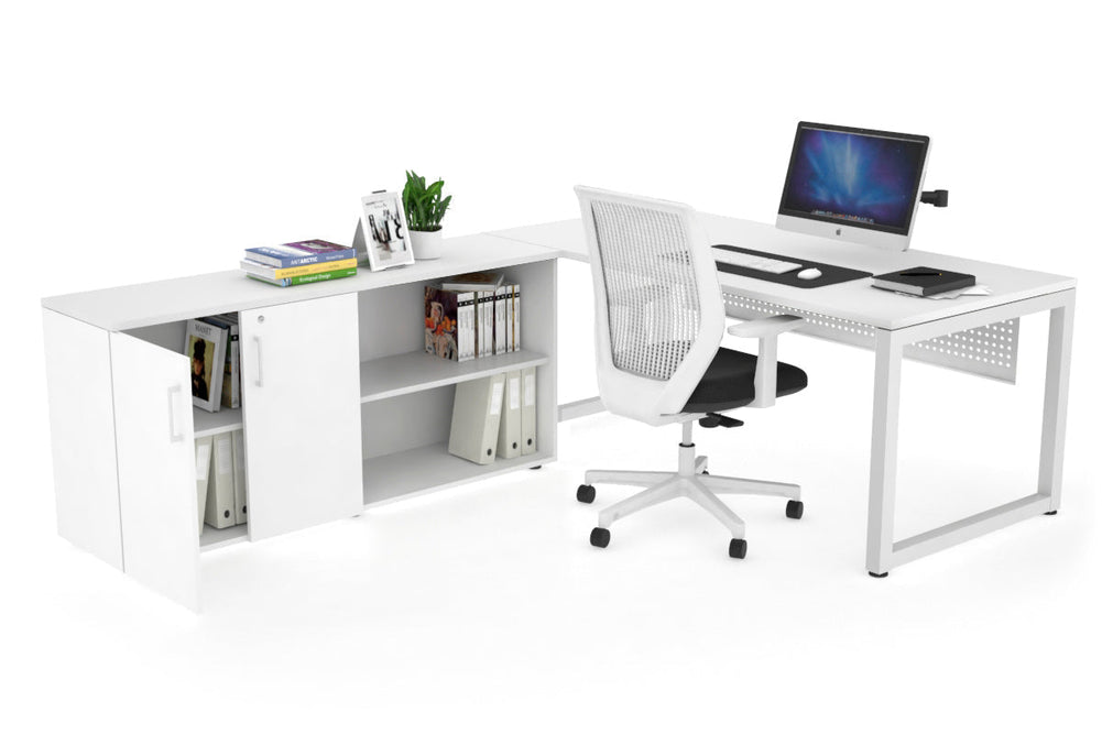 Quadro Loop Executive Setting - White Frame [1600L x 700W]-white white modesty 2 door open storage cabinet