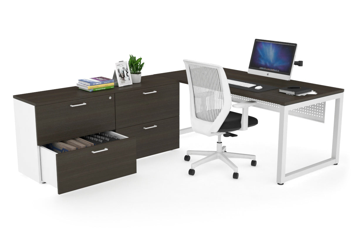 Quadro Loop Executive Setting - White Frame [1600L x 700W] Jasonl dark oak white modesty 4 drawer lateral filing cabinet