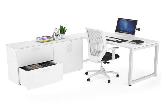 Quadro Loop Executive Setting - White Frame [1600L x 700W] Jasonl white none 2 drawer 2 door filing cabinet
