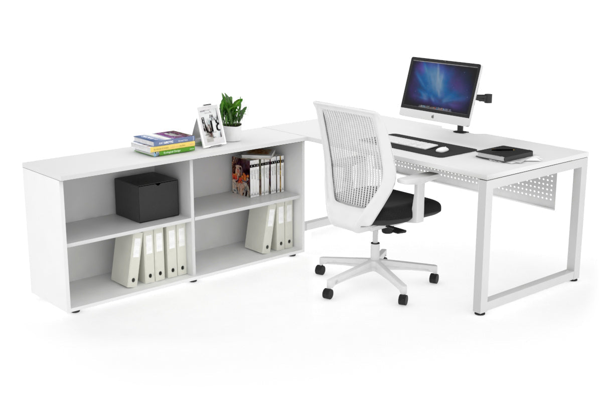 Quadro Loop Executive Setting - White Frame [1600L x 800W with Cable Scallop] Jasonl white white modesty open bookcase