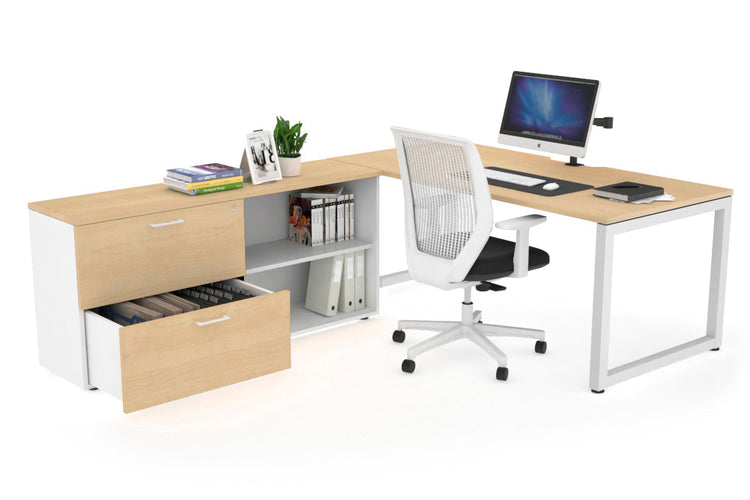 Quadro Loop Executive Setting - White Frame [1600L x 800W with Cable Scallop] Jasonl maple none 2 drawer open filing cabinet