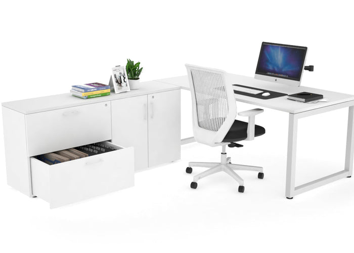 Quadro Loop Executive Setting - White Frame [1800L x 700W] Jasonl white none 2 drawer 2 door filing cabinet