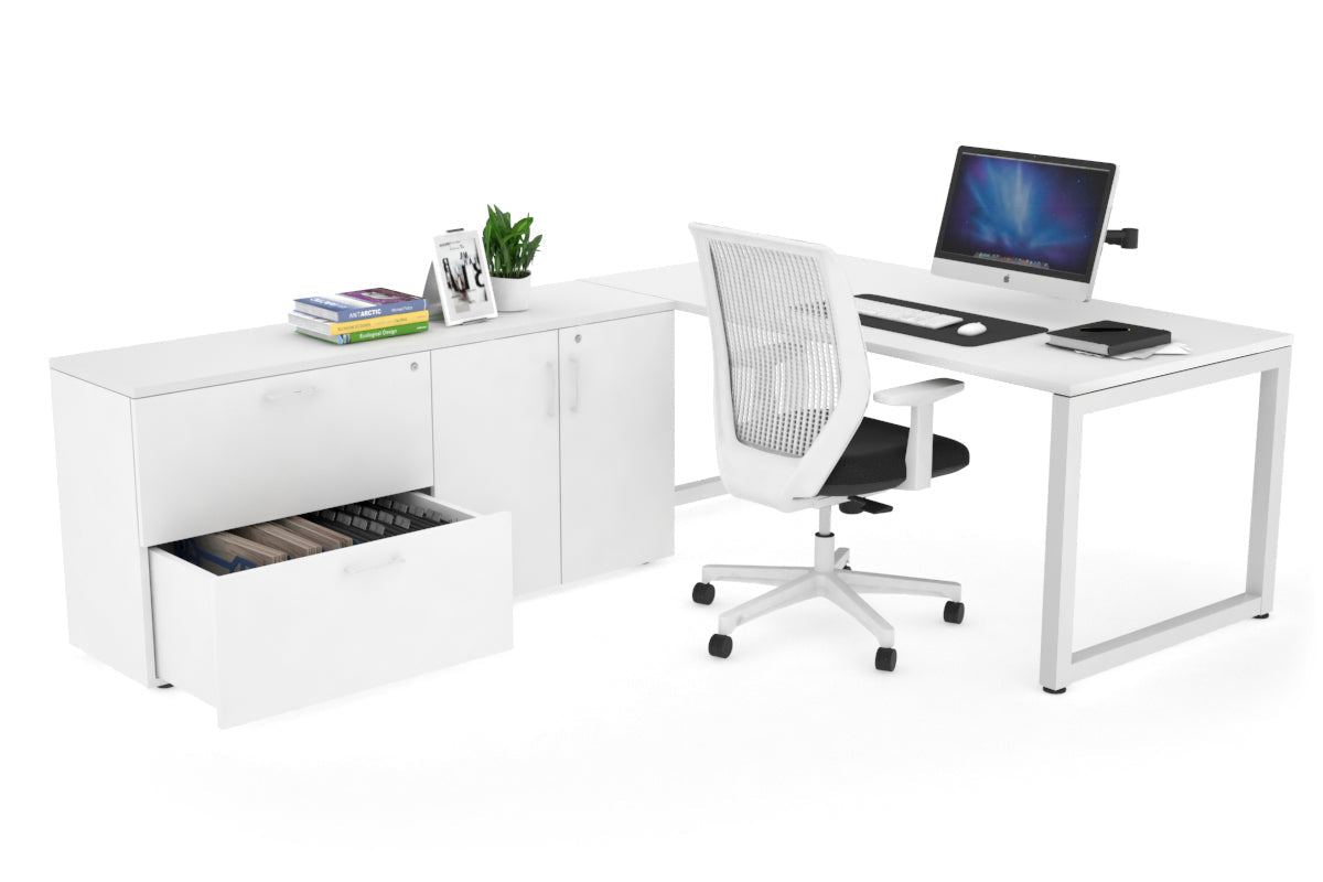 Quadro Loop Executive Setting - White Frame [1800L x 700W] Jasonl white none 2 drawer 2 door filing cabinet