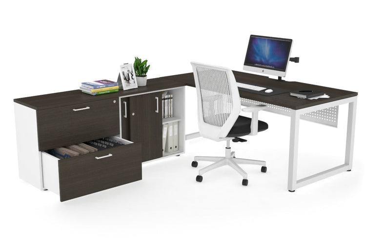 Quadro Loop Executive Setting - White Frame [1800L x 800W with Cable Scallop] Jasonl dark oak white modesty 2 drawer lateral sliding door credenza