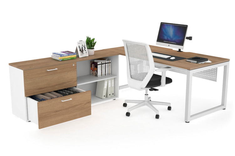 Quadro Loop Executive Setting - White Frame [1800L x 800W with Cable Scallop] Jasonl salvage oak white modesty 2 drawer open filing cabinet