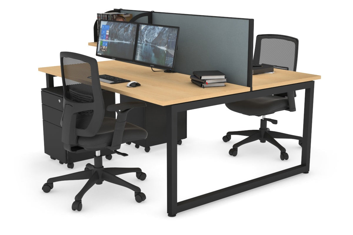 Quadro Loop Leg 2 Person Office Workstations [1200L x 700W] Jasonl black leg maple cool grey (500H x 1200W)