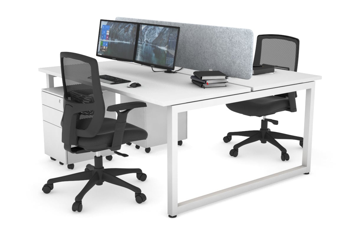 Quadro Loop Leg 2 Person Office Workstations [1200L x 700W] Jasonl white leg white light grey echo panel (400H x 1200W)